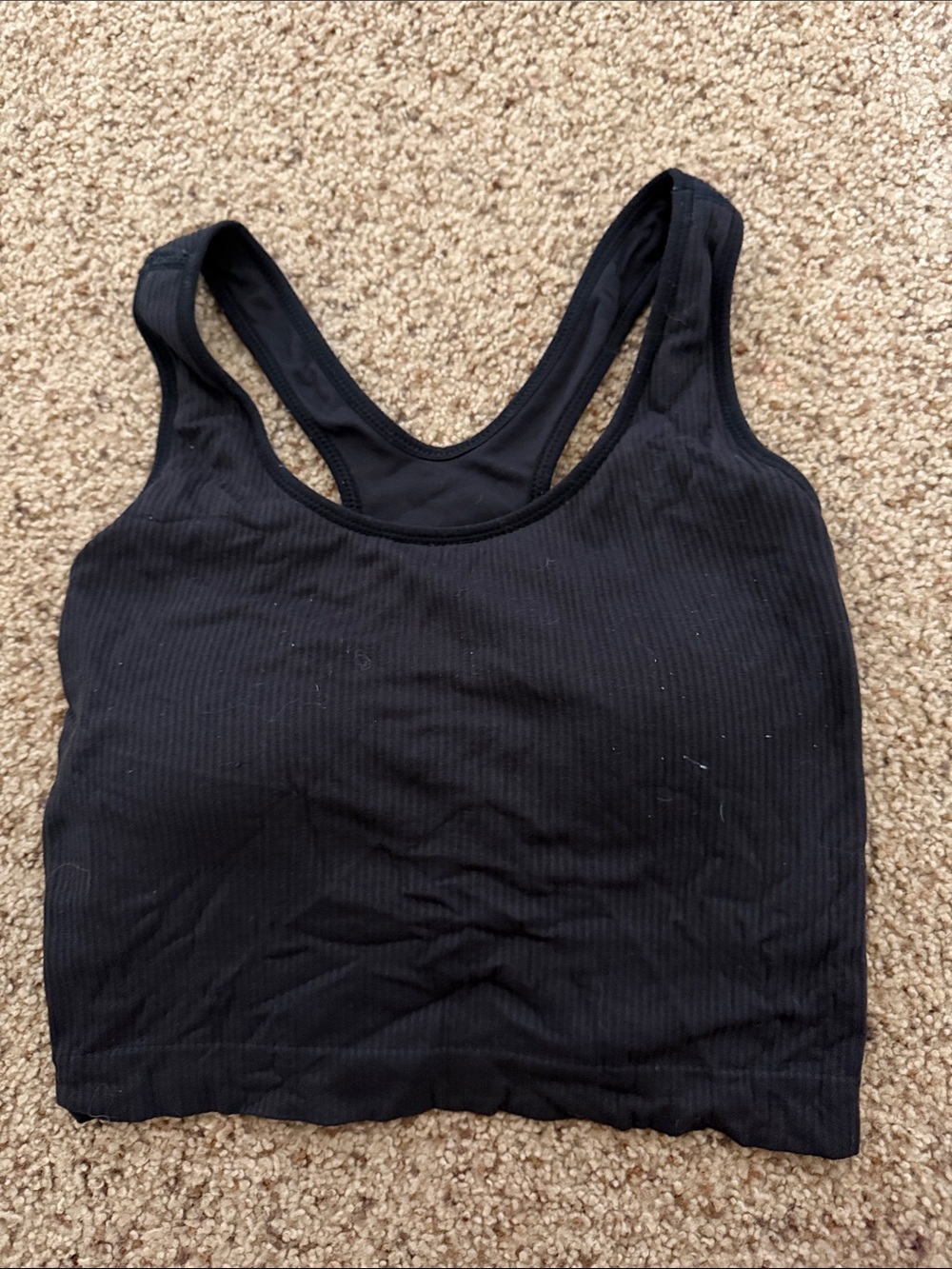 Black Ribbed Racerback Crop Tank